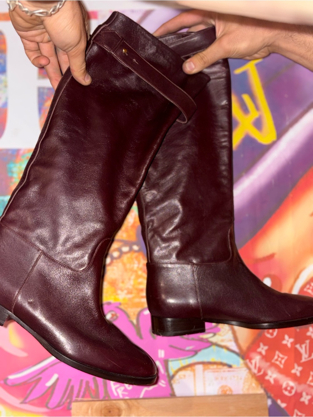 Classic Tall Leather Riding Boots in Dark Brown - Picture 8 of 11